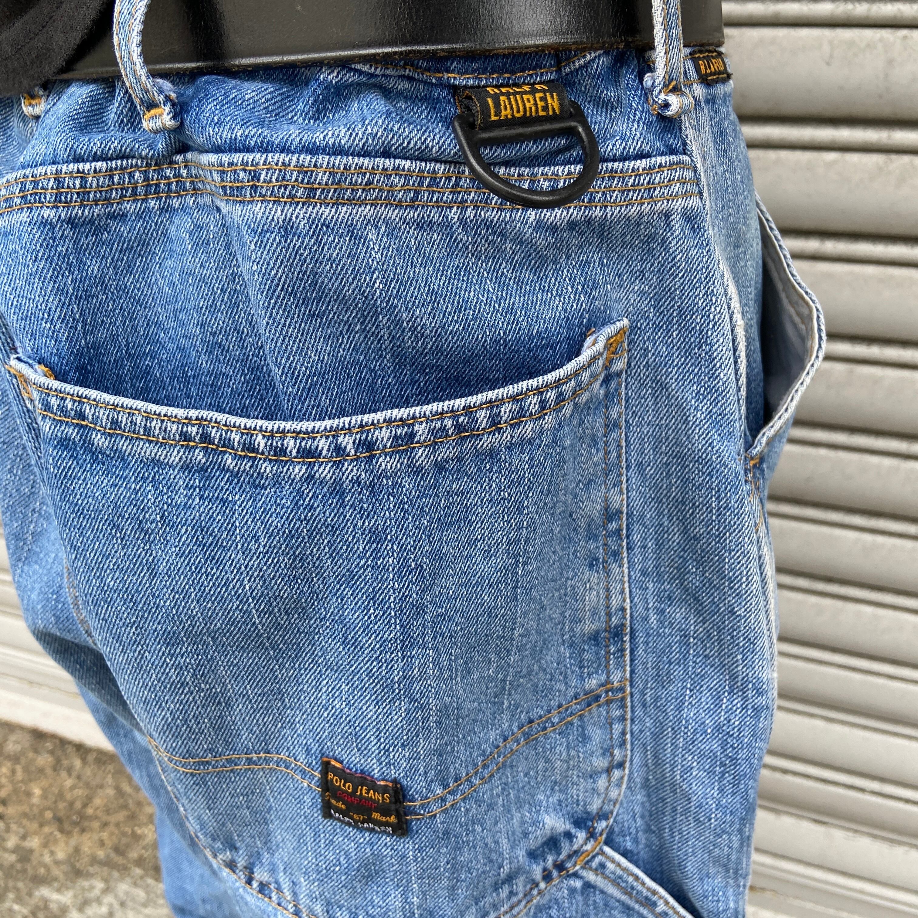 90s POLOJEANS ラルフローレン ペインターショーツ バギーデニム L