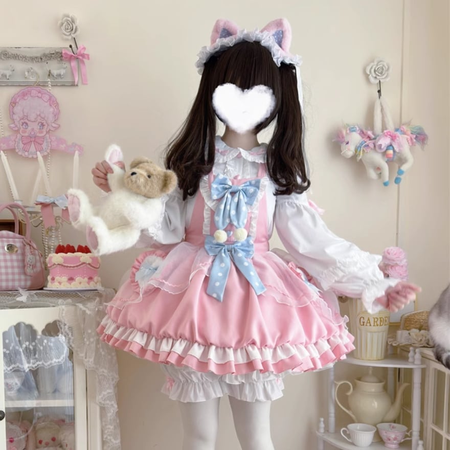 ロリータ服ピンク系 制作 ジャンパースカートなど 写真持ち込み