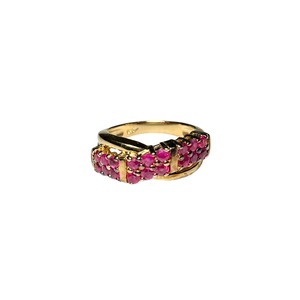 vintage gold color silver knot design ring set with rhinestone