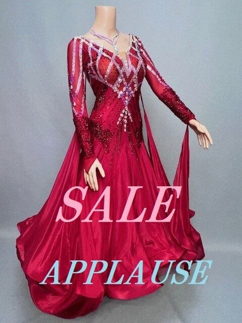 社交ダンスドレス 赤・黒 フレアスリーブ 優雅に舞台映えする社交