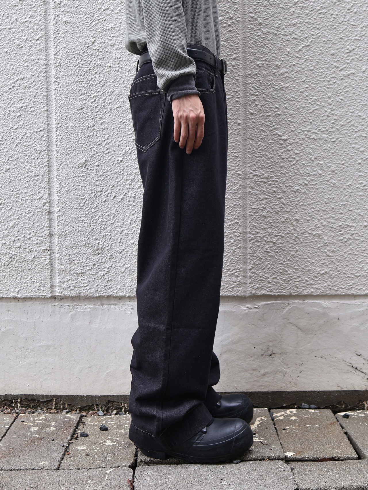 wide straight denim pants