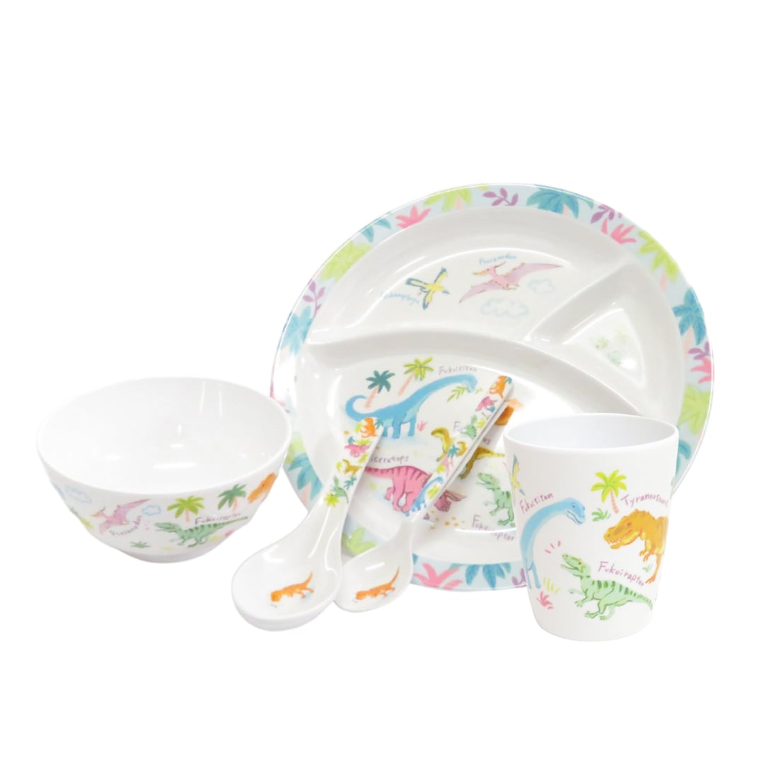 オリジナル食器セット 福井の恐竜 | ランチプレート 茶碗 タンブラー スプーン レンゲ
