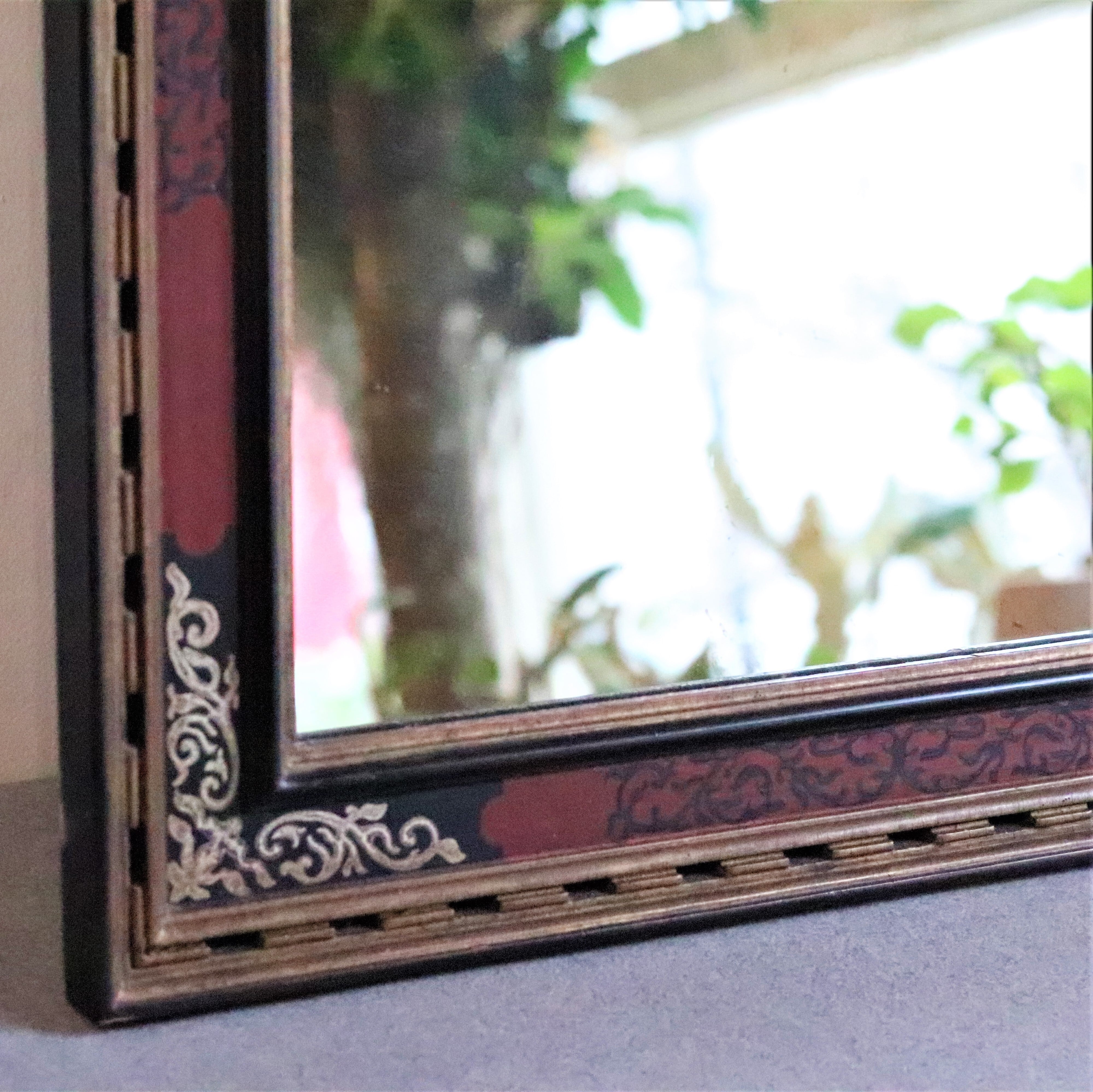 GALLUP 鏡 ミラー 額装 木製 古材 アンティーク ビンテージ 【公式通販】