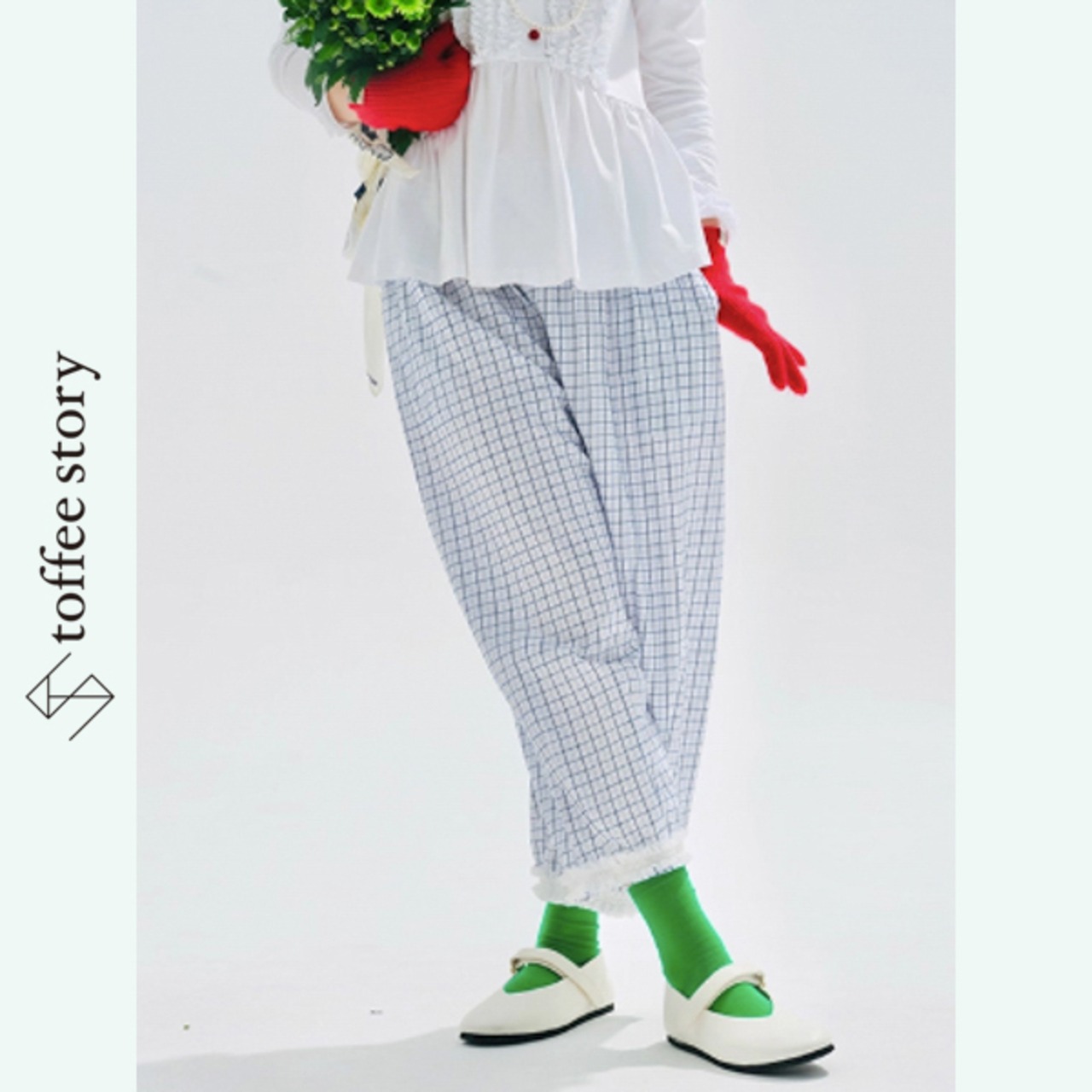 【2color】甘さと抜け感の交差点。ラインチェックパンツ《i0686》