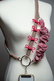 3way velour strap Pink