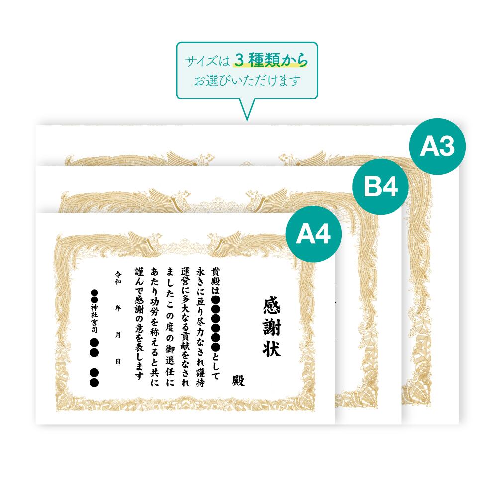 感謝状 （役員退任） サイズ3種類（A4／B4／A3） ［10枚セット