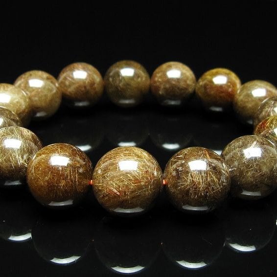 ルチルクォーツ ブレスレット 15mm ブロンズルチル ブレス 一点物 111-50790