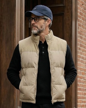 イーストコースト トラッドコーデュロイ切替ベスト 2色　A0092