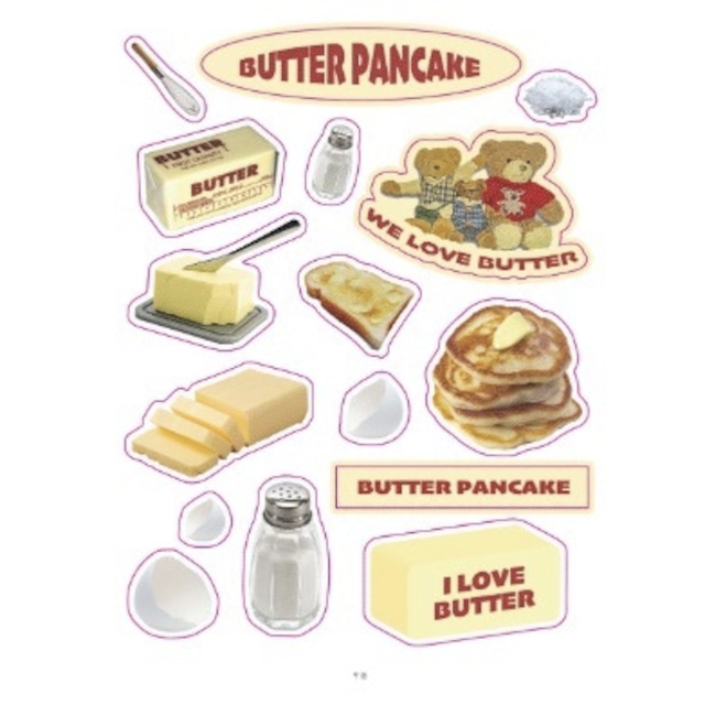 【韓国雑貨】butter pancake &bear loves breadシール