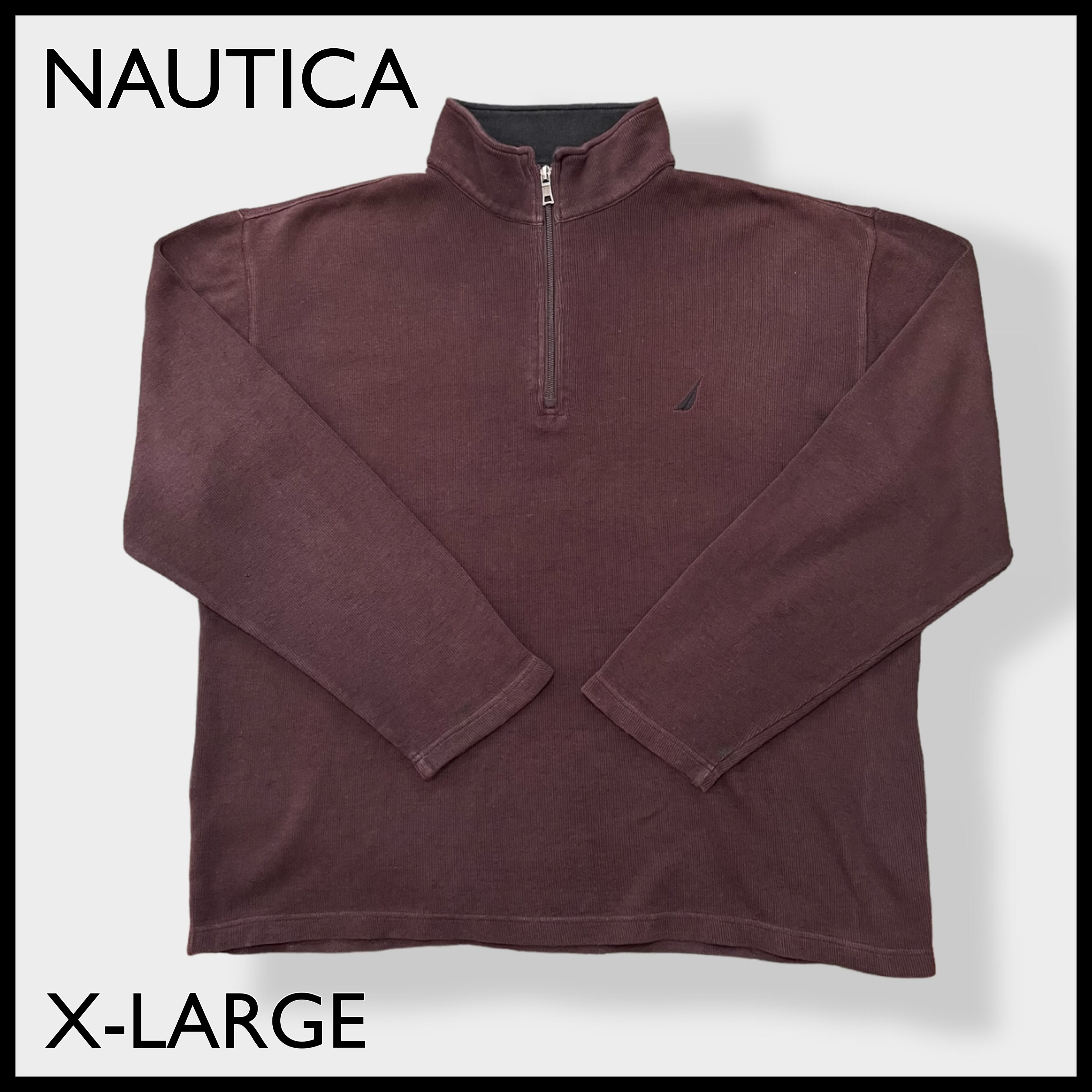 【NAUTICA】ハーフジップ スウェット プルオーバー 刺繍ロゴ ワンポイントロゴ バックロゴ ブラウン X-LARGE ビッグシルエット  ノーティカ US古着 | 古着屋手ぶらがbest powered by BASE