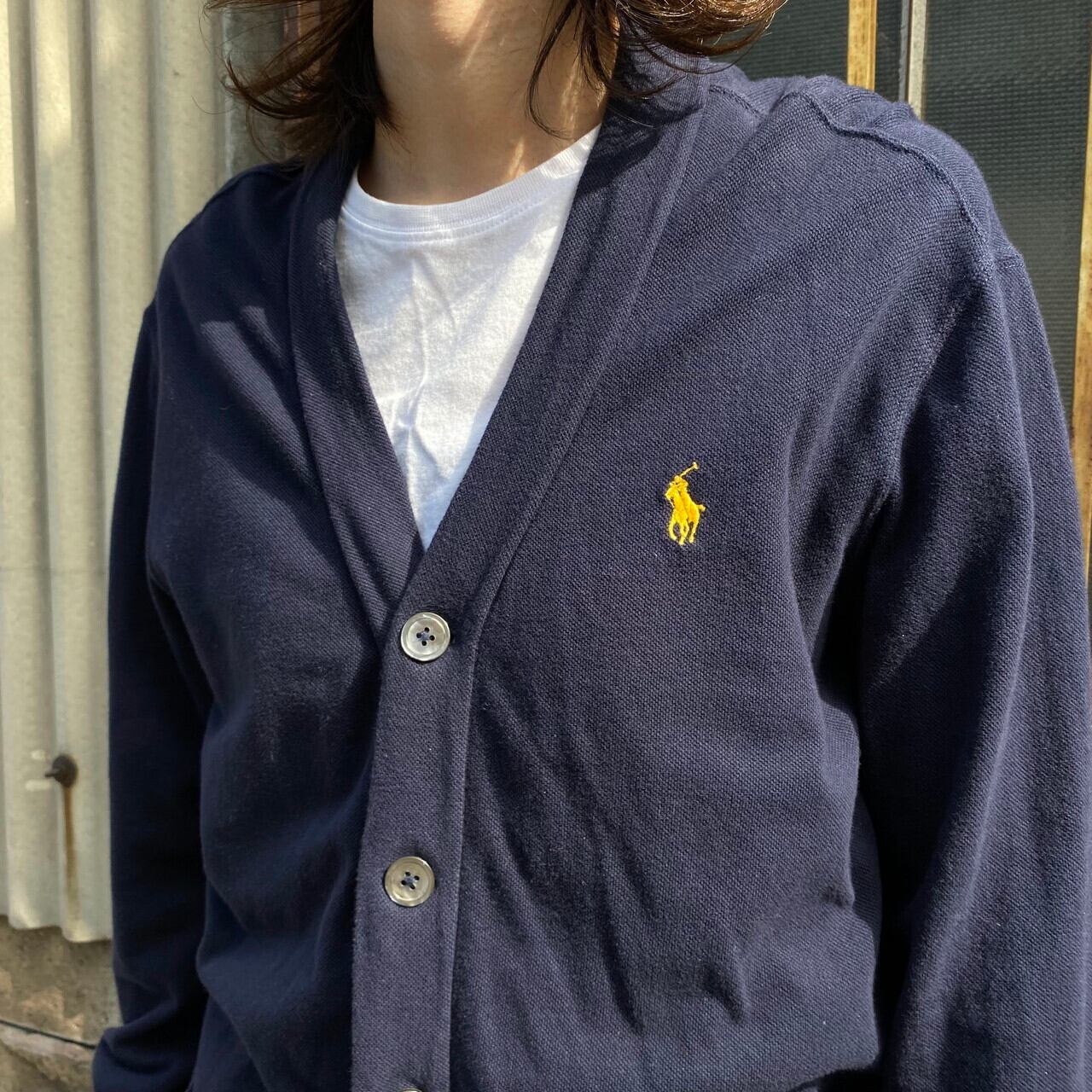 Polo by Ralph Lauren ポロバイラルフローレン 鹿の子 コットンニットカーディガン メンズS 古着 ネイビー  紺色【ニットセーター】【CS2211-40】【CS2212-30】 | cave 古着屋【公式】古着通販サイト