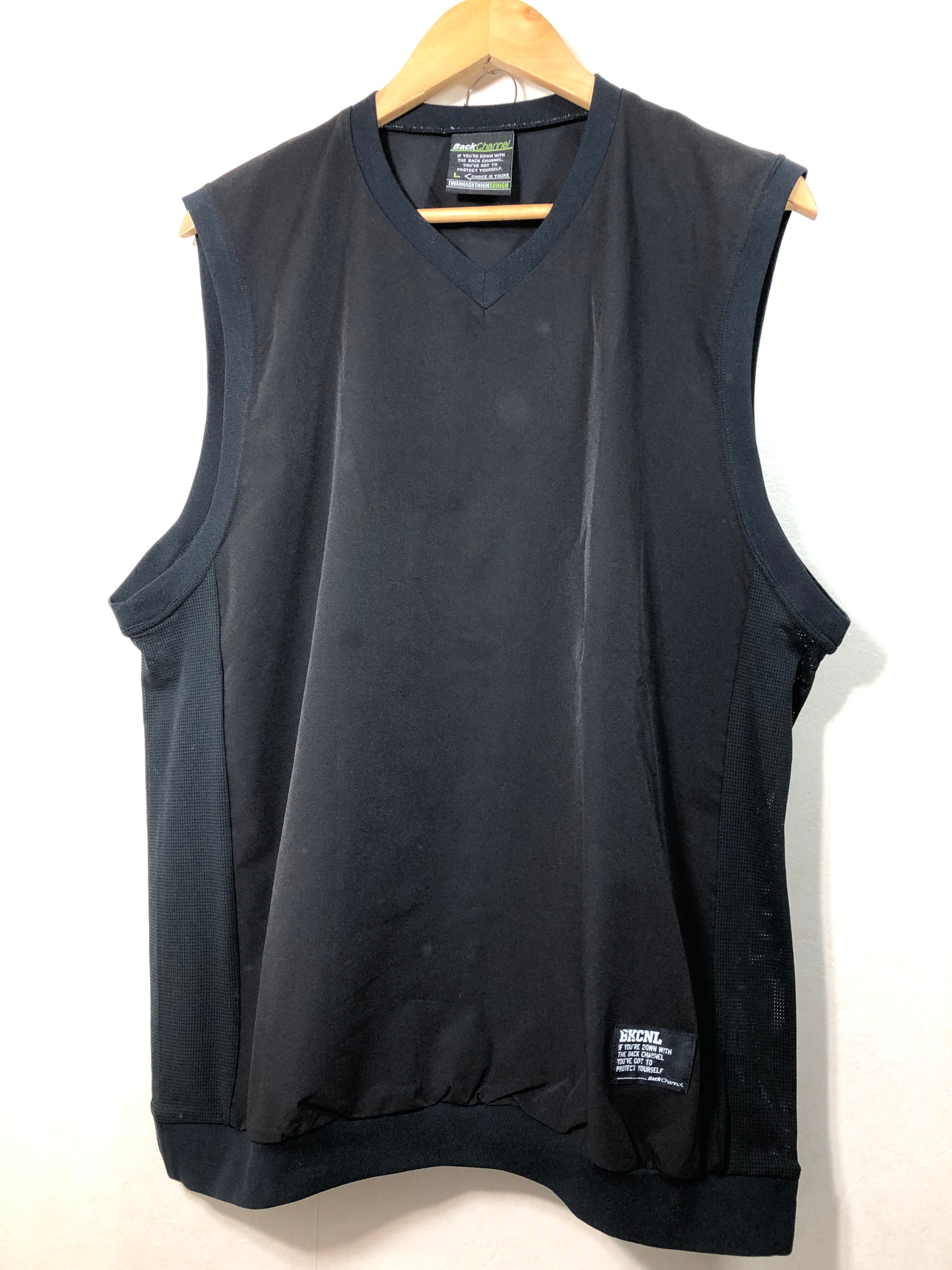 010511○ Back Channel DRY VEST L ブラック Vネック ドライ ベスト 