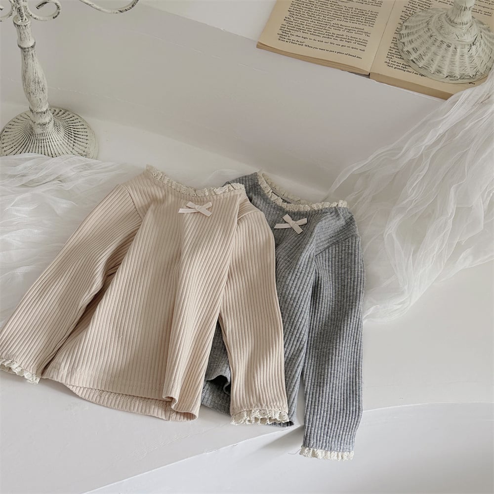 【BABY】韓国風 レース無地Tシャツ