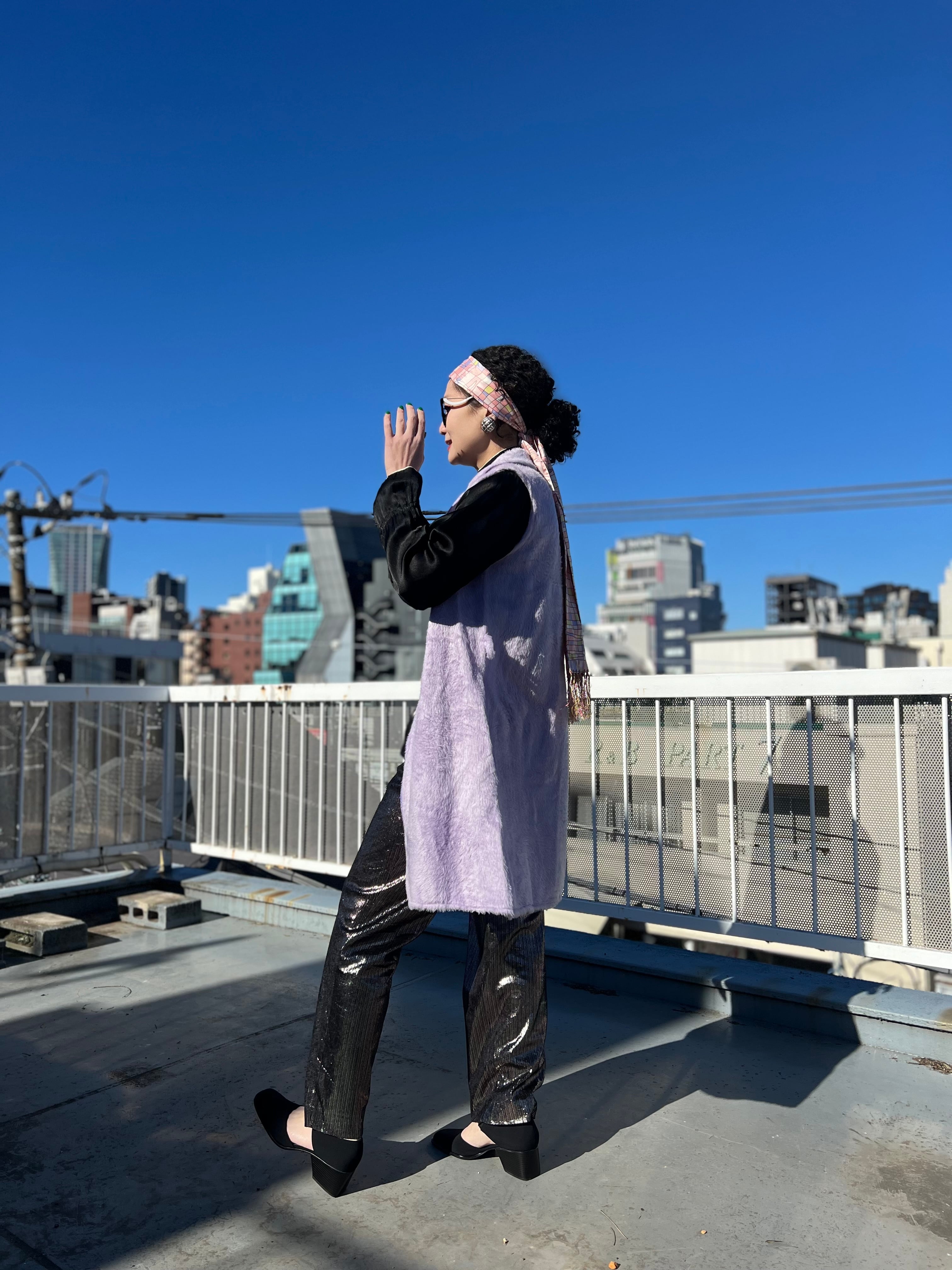 70s lavender purple fake fur vest ( ヴィンテージ ラベンダー
