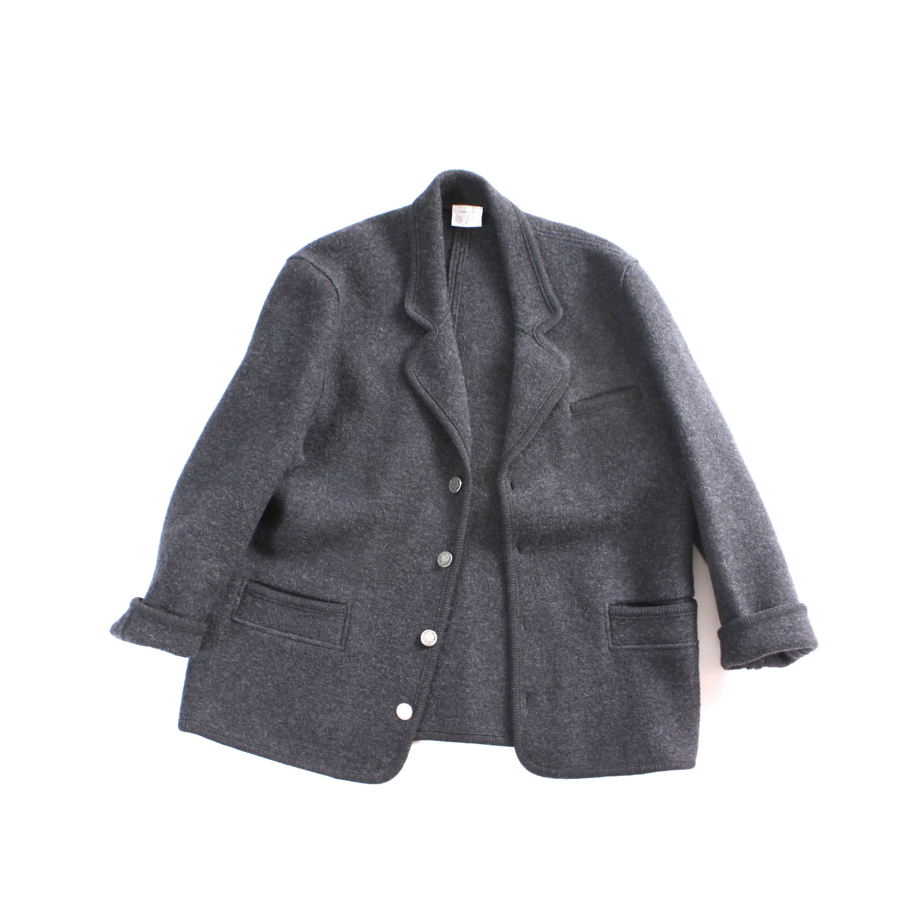 0721. boiled wool tyrolean jacket made in Italy グレー ボイルド