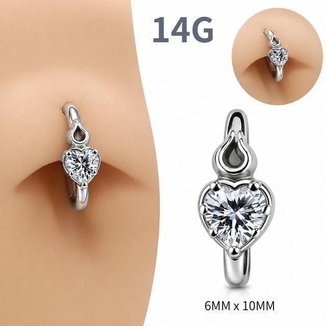 ワンタッチピアス 14G ハート オーバル ニッケルフリー ピアス