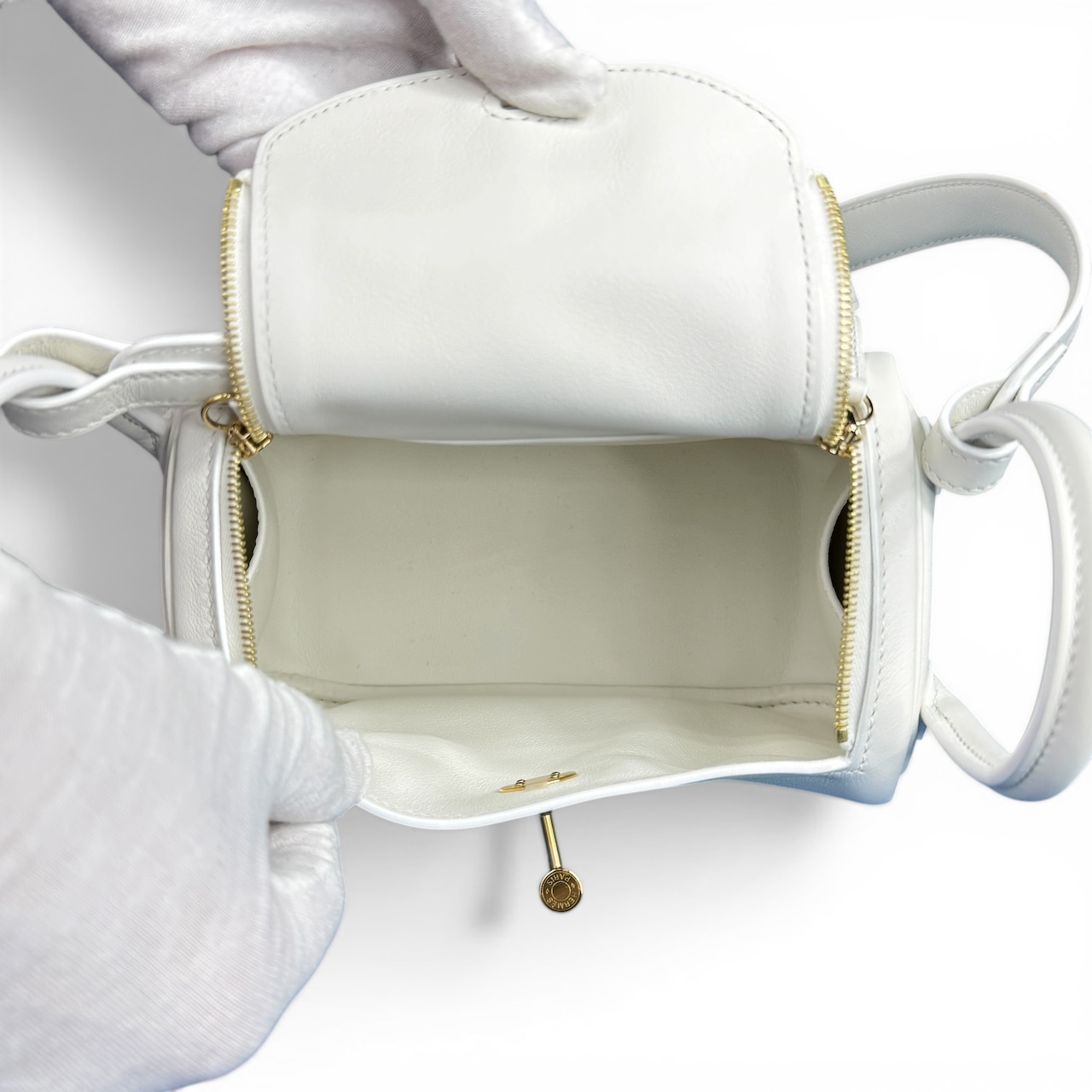 【HERMES】エルメス Lindy Mini "New White" Gold Hardware