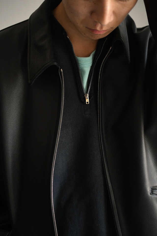 A.PRESSE / Vintage Half Zip Rib Collar Sweatshirt (Black)