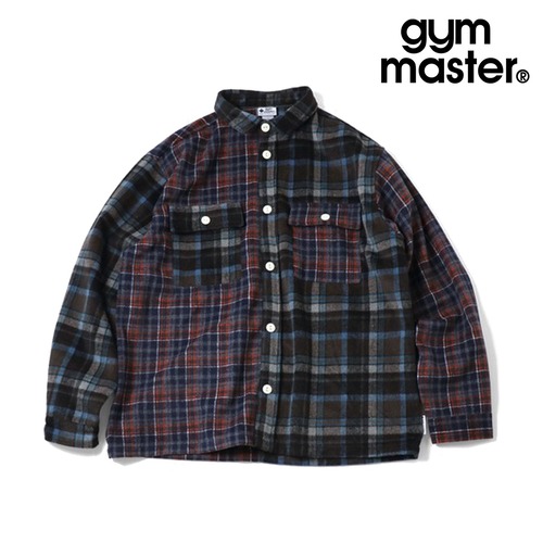 gym master ジムマスター ヘビーチェックネルシャツ ボタンシャツジャケット 厚手ネル チェックシャツ アウター メンズ 長袖 6柄展開 G833744 ブルークレイジー