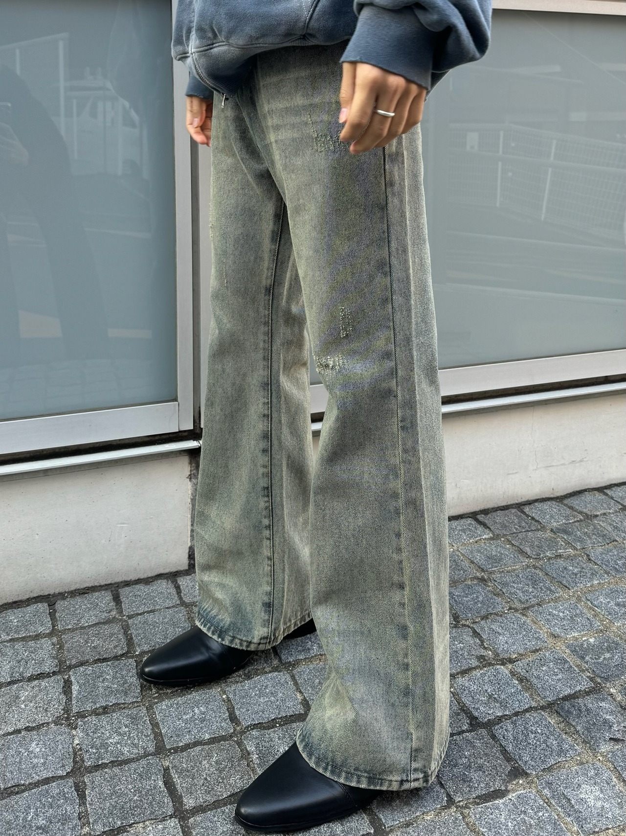【ALUDE SELECT】relax fit blue flare denim