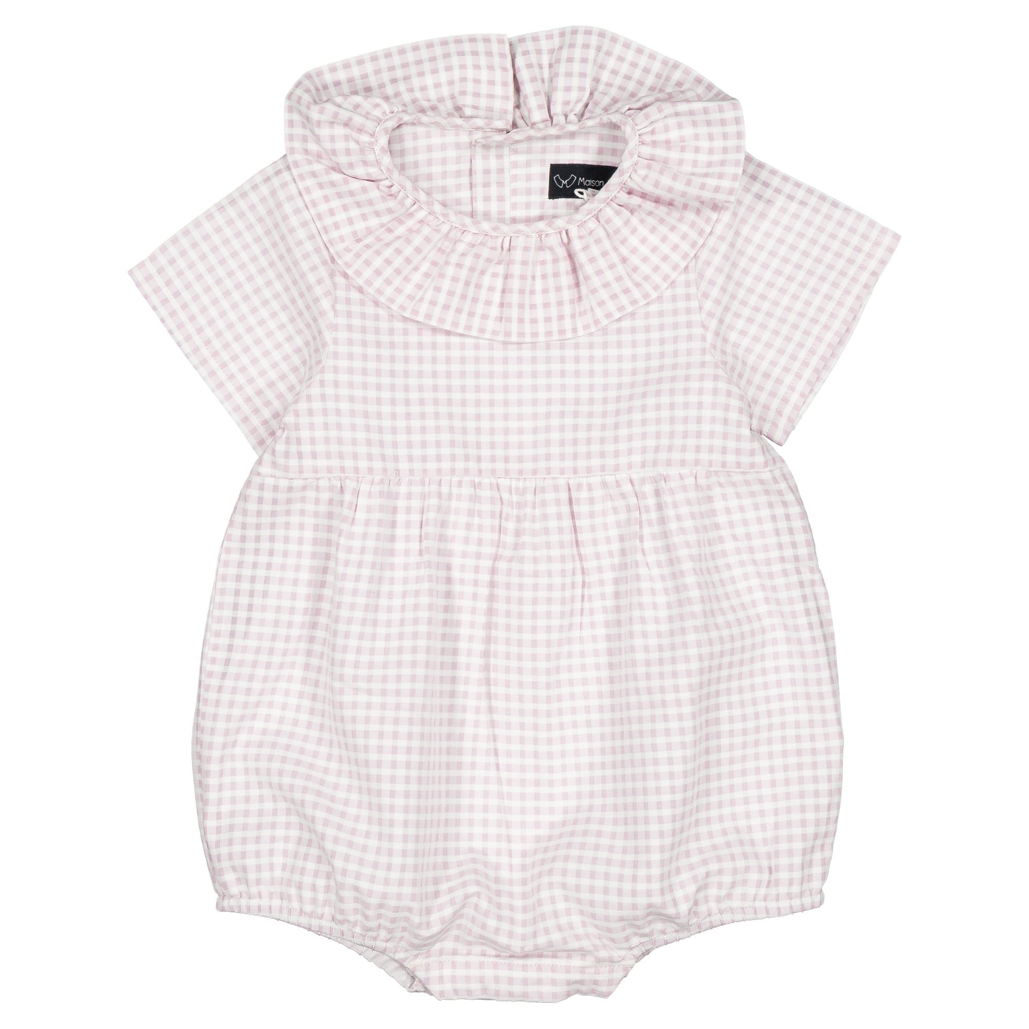 予約【Maison Marelle】Romper DUPLEIX- pink gingham / 6月上旬以降入荷