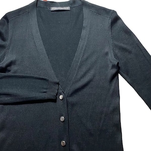 BALENCIAGA black silk knit long cardigan