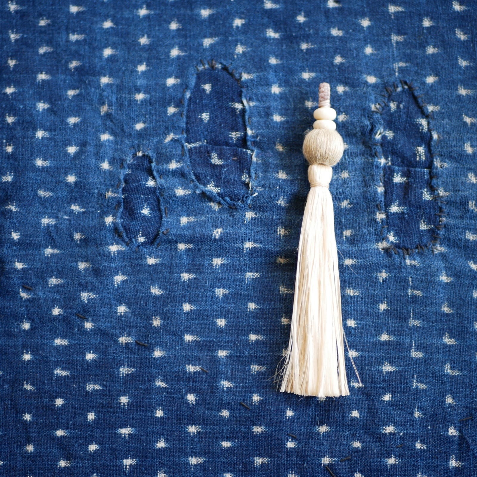 【 コラボ作品 】 ナチュラル精麻×結城紬玉×アフリカンオパール 2Wayキーホルダー&ペンダント