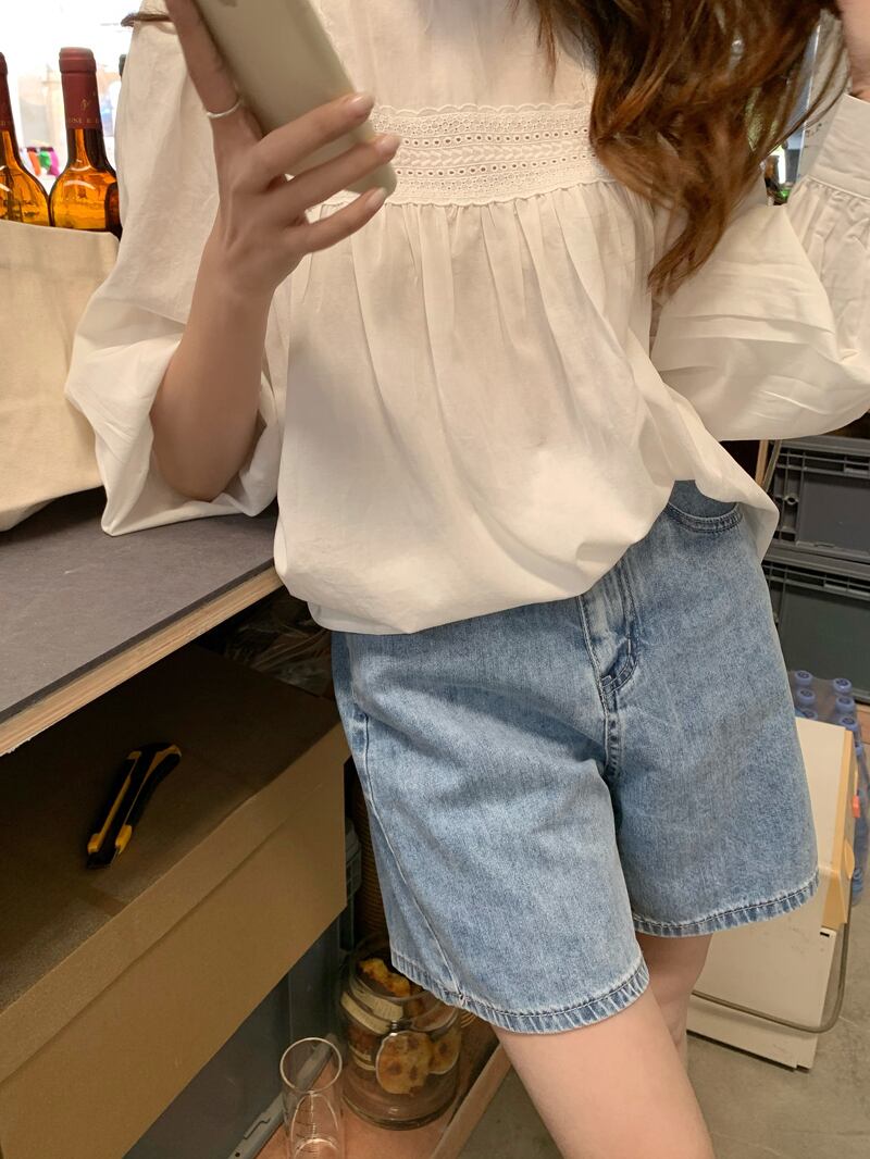 ショーツ サマーハイウェストAラインパンツ 夏物 ブルマー ビッグFスモールZ韓国435438178