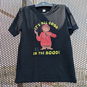 【 E.T. 】 『It's all good in the HOOD! 』Tee / 映画Tシャツ / 80'MOVIE / Tシャツ / BLACK〚アメリカン雑貨 アメトイ〛