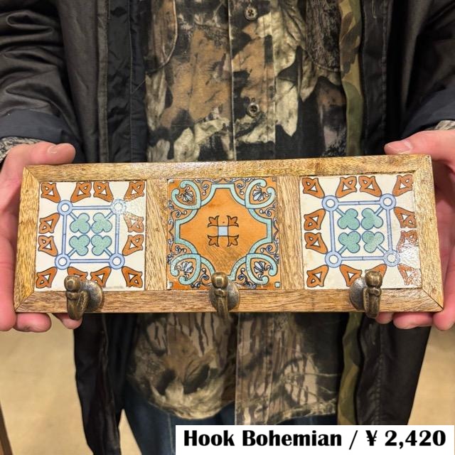India Three Hook Bohemian Tiles インド フック3連ボヘミアンタイル インテリア 雑貨 フック