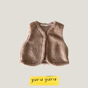 【guruguru】ふんわりベビーファーベスト ベージュ 70~90cm 241202
