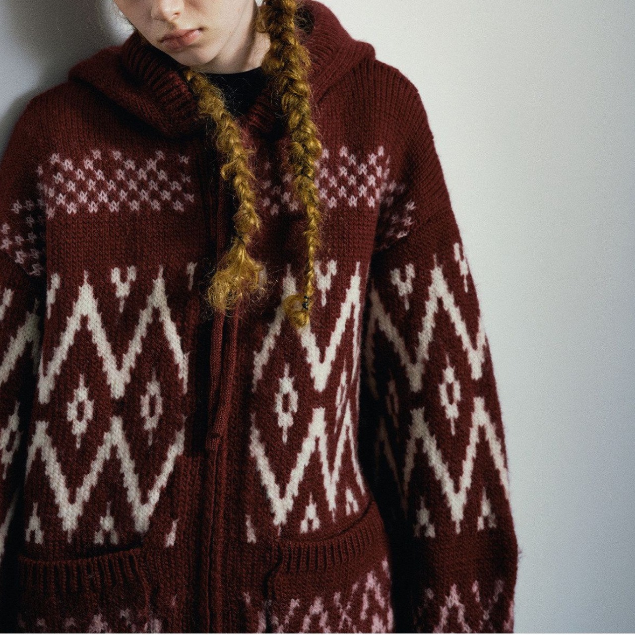 Zip-up Hooded Knit Cardigan T4119