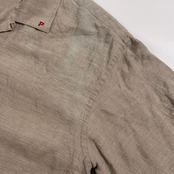 リネン100% Papas Island パパス クラシックカー デザイン 半袖 オープンカラー シャツ アロハシャツ /グレージュ系 メンズ