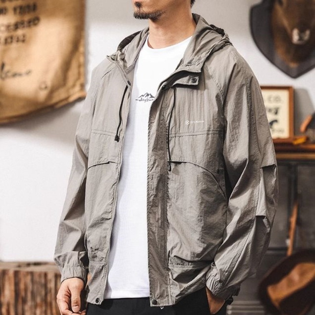 Stand Collar Full Zip Up Parka Regular Fit ◇5color H0580
