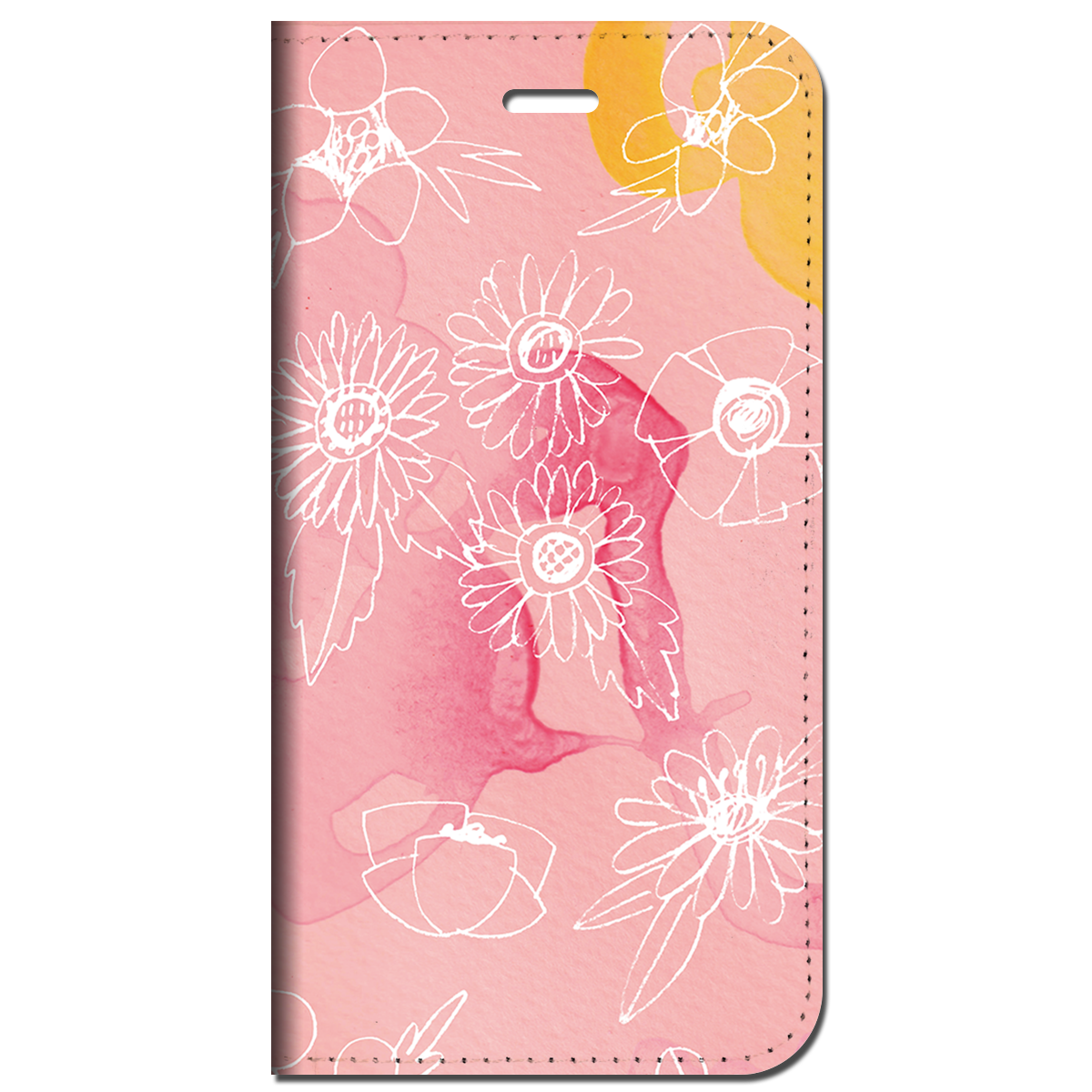 iPhone対応 スマホ 手帳型ケース フラワーピンク イラスト ポップ 花 デザイナーズ 【iPhone17 / iPhone16 / iPhone16e / iPhoneSE 他 iPhone各機種対応】 st25
