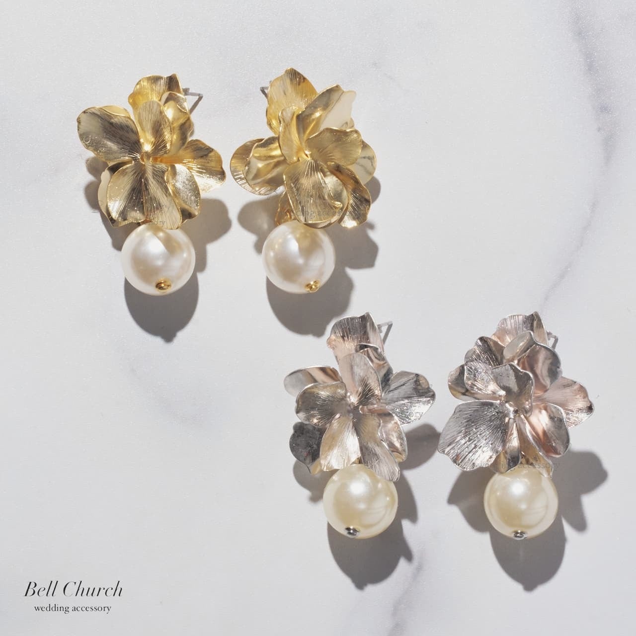 ウエディング ピアス イヤリング｜ニッケルフリー メタル パール