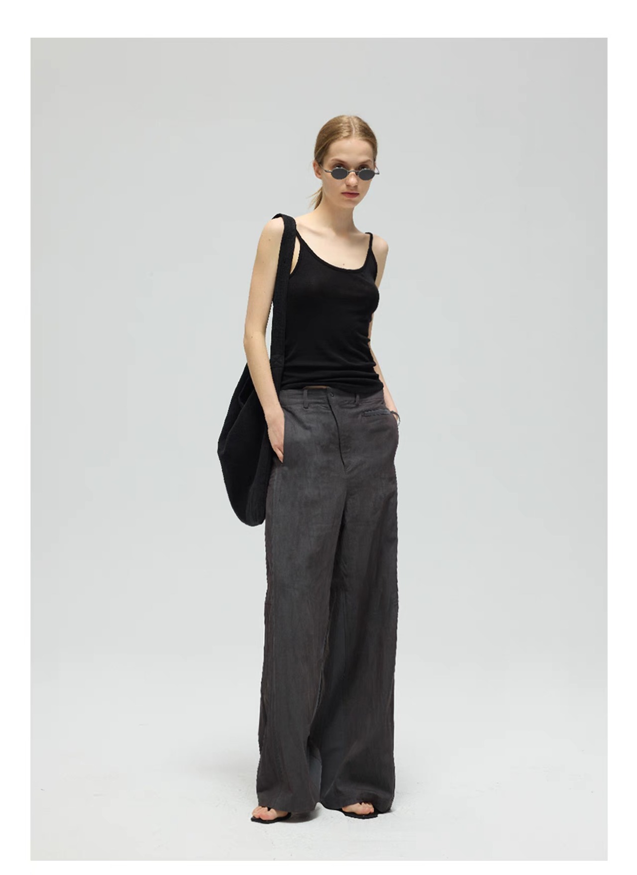 DECESOLO 25SS アシンメトリー ミッドライズパンツ