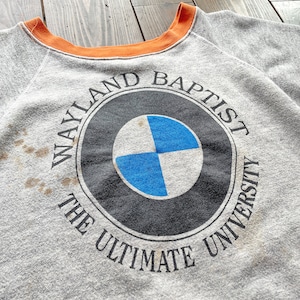 80s〝WAYLAND BAPTIST UNIVERSITY〟 print  Sweat T-Shirt  Made in U.S.A   Size X-LARGE