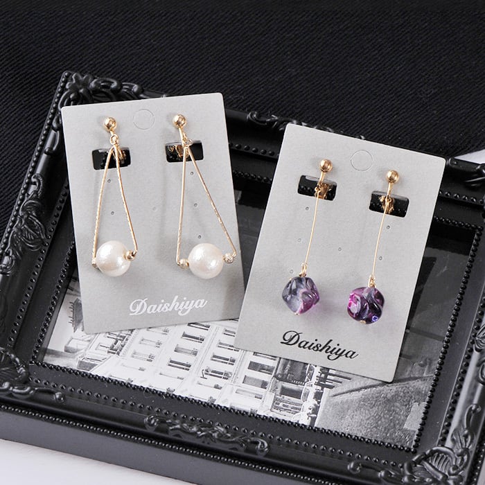 名入れ箔押し】オリジナル台紙 L（穴上） ピアス イヤリング用 グレー