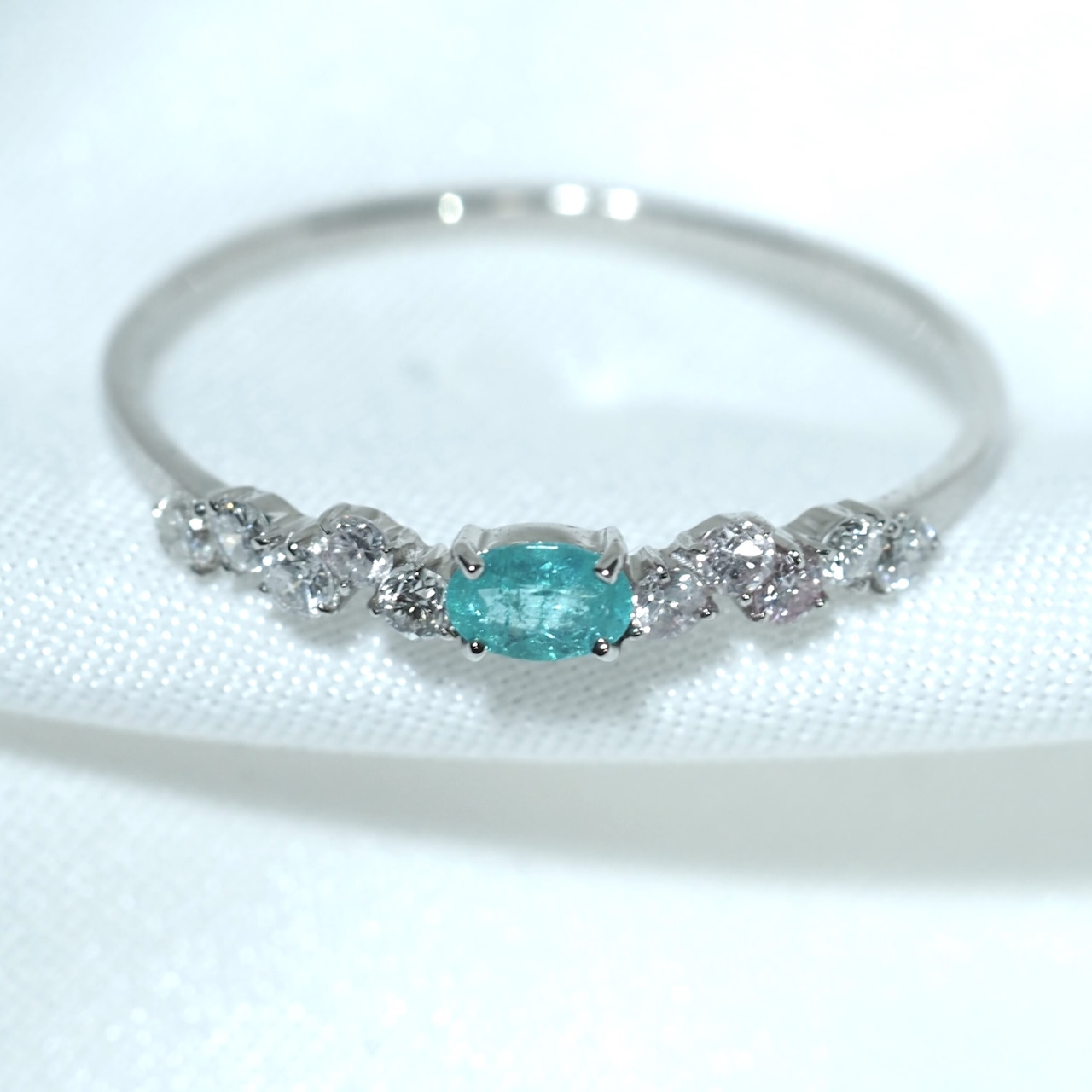 パライバトルマリン ブラジル産 リング 0.088ct D0.13ct pt900 Paraiba Tourmaline