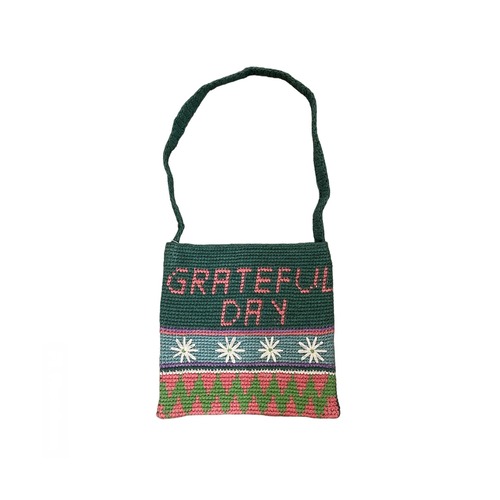 HAVE A GRATEFUL DAY #Crochet Shoulder Bag Green