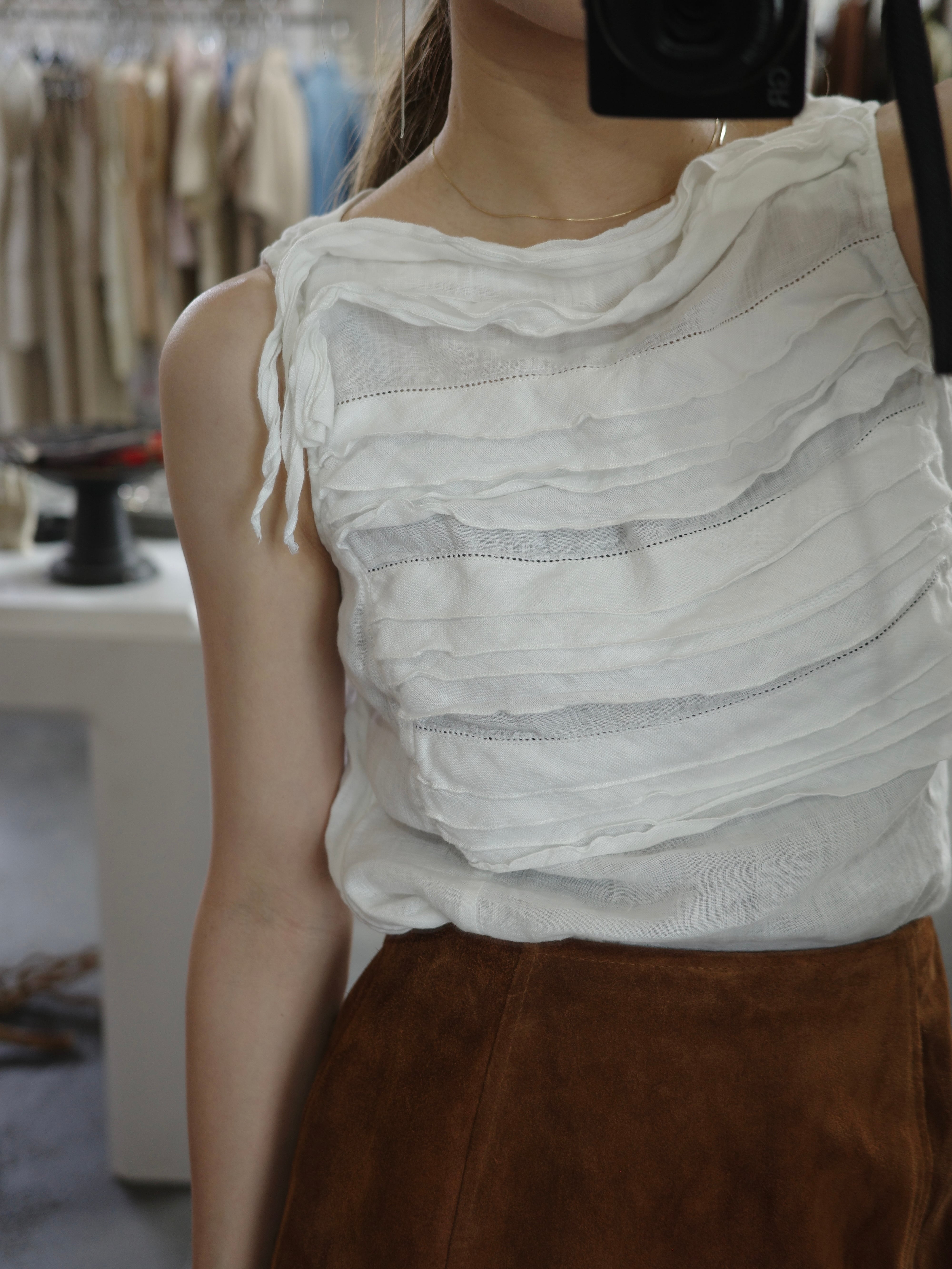 〈vintage〉linen frill tank