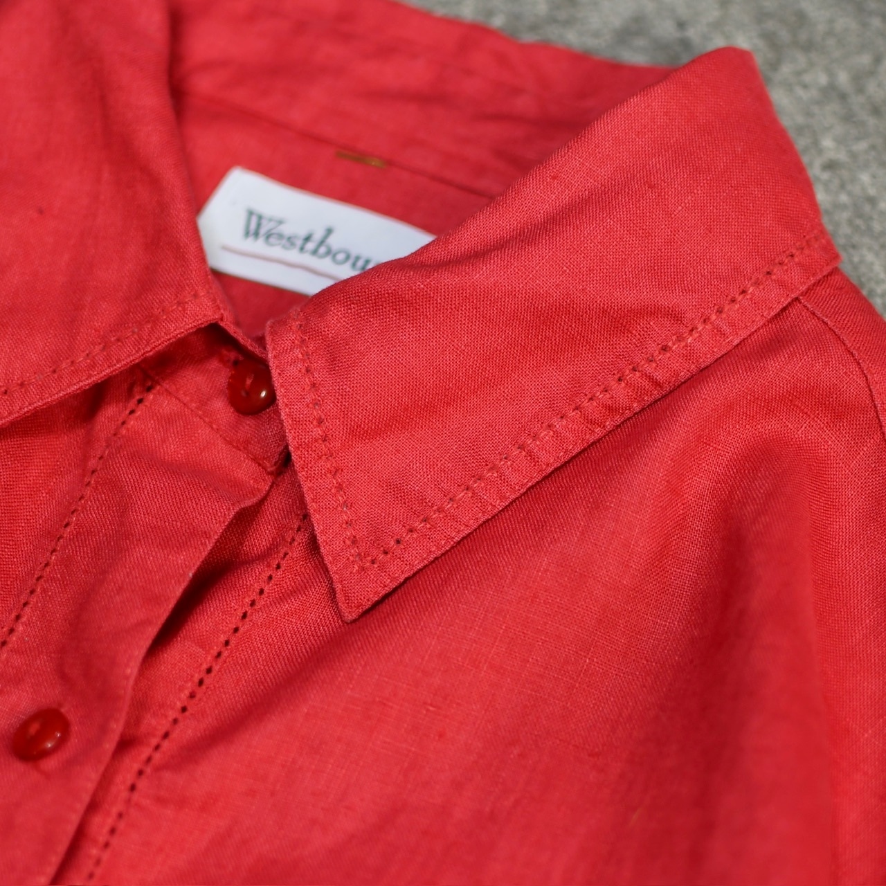 hole design linen shirt red