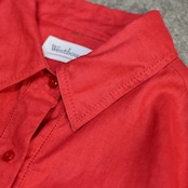 hole design linen shirt red