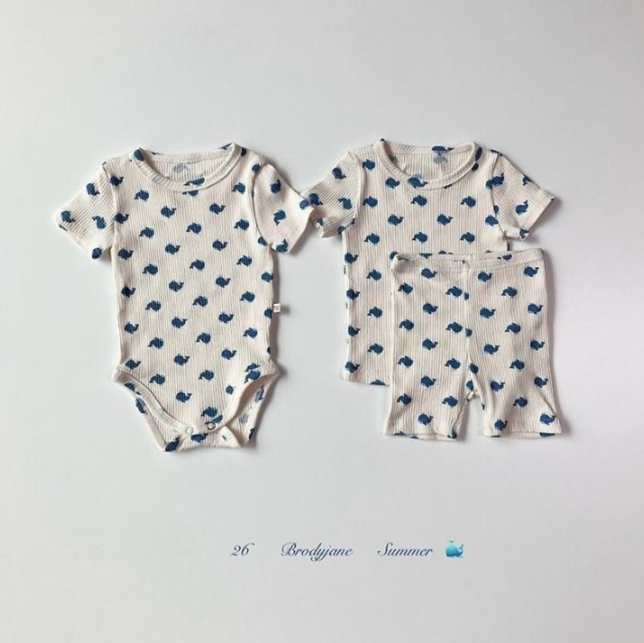 【取寄/韓国直送】Brodyjane 26/SM  ブルーホエール半袖ボディスーツ｜夏服｜韓国子供服