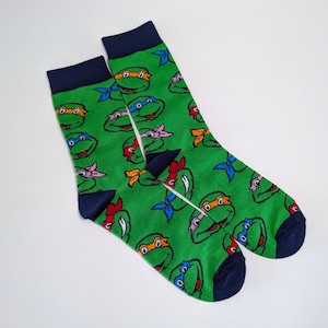 ♧【 crew socks / クルーソックス 】『 Teenage Mutant Ninja Turtles / タートルズ 』 靴下 / ソックス〚アメリカン雑貨 アメトイ〛