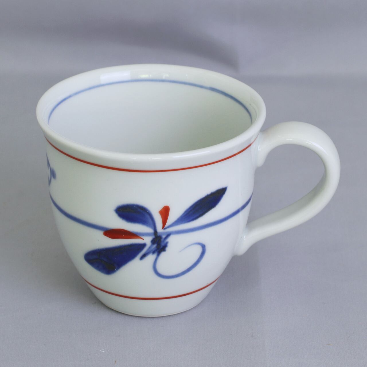 砥部焼 千山窯 丸型マグカップ 赤線とんぼ