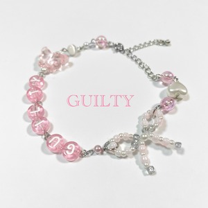 【ハンドメイド】オリジナルビーズブレスレット ＜GUILTY/ ピンク＞