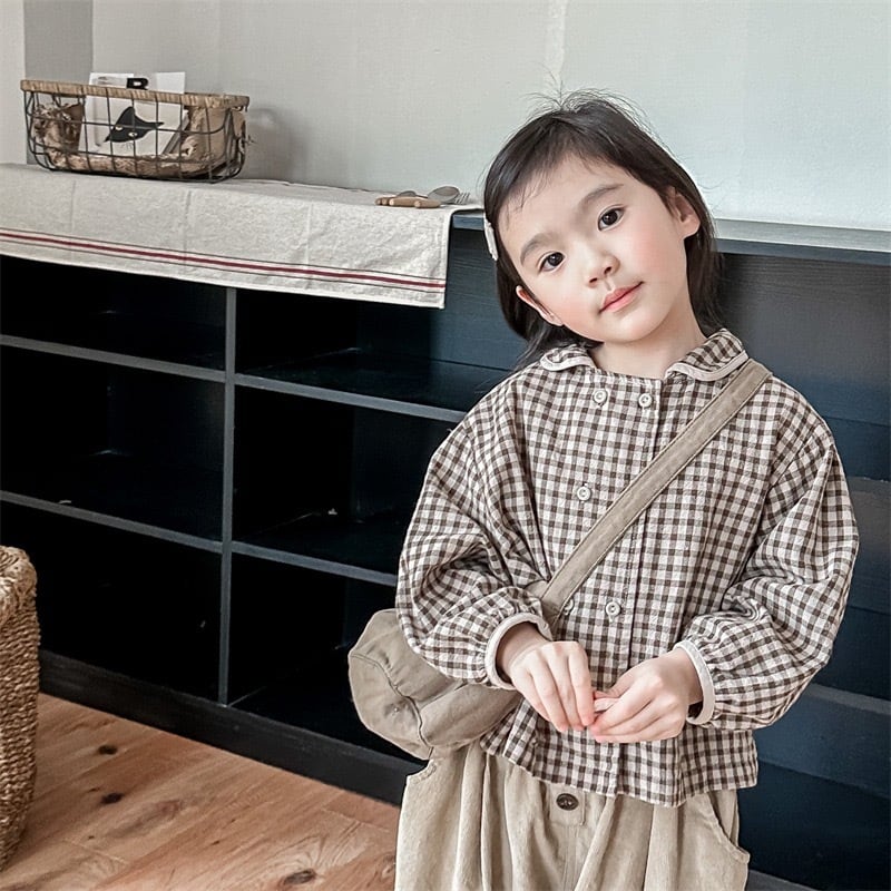 【即納】チェックブラウス