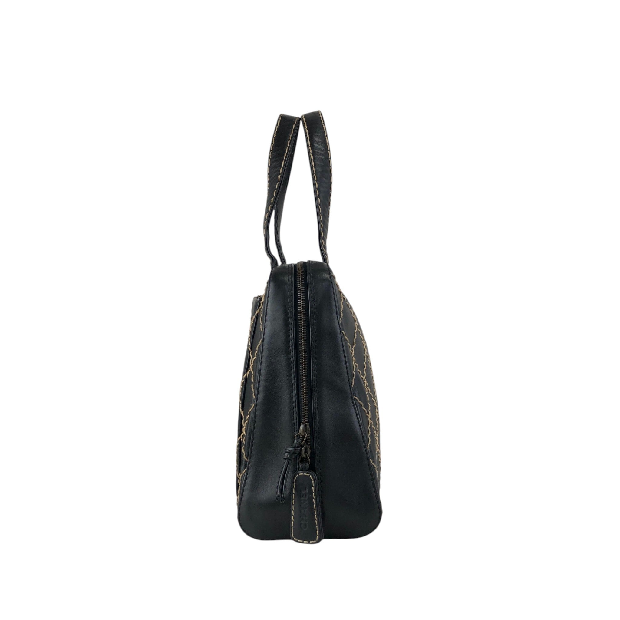 CHANEL シャネル ハンドバッグ ブラック ココマーク レザー トート CHANEL シャネル ハンドバッグ ブラック ココマーク レザー トート